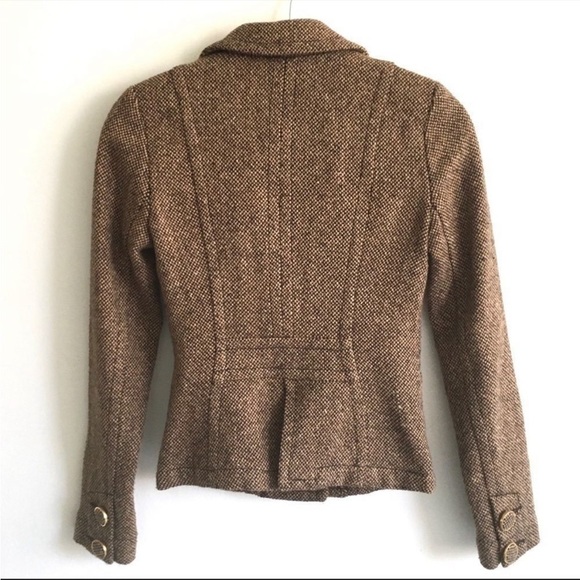 (SOLD) Aritzia Talula Brown Tweed Wool Blend Button Front Blazer Jacket XS - Picture 7 of 9